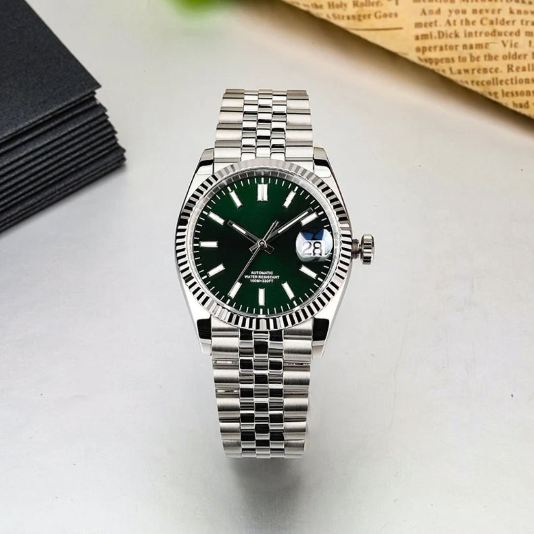 Green Dial Watch with Jubilee Band
