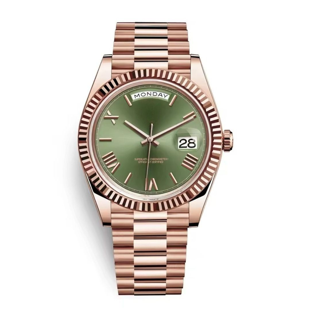 Rose Gold Watch with Oyster Band