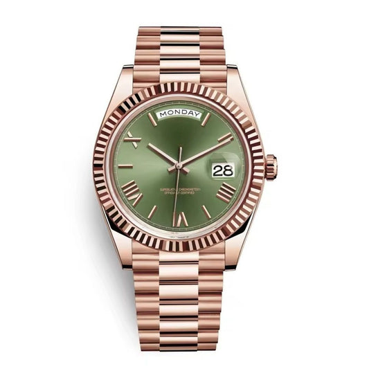 Rose Gold Watch with Oyster Band