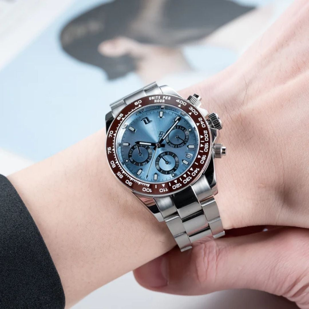 Silver Blue Watch with Oyster Band