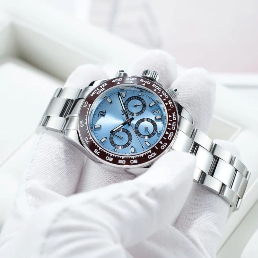 Silver Blue Watch with Oyster Band