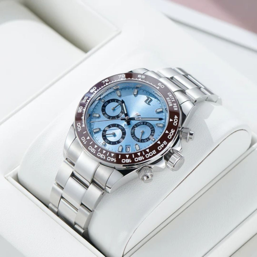 Silver Blue Watch with Oyster Band
