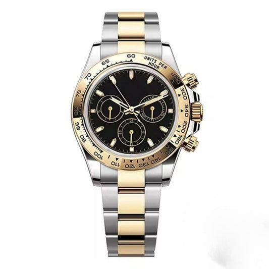 Black Dial Two Tone Watch with Oyster Band