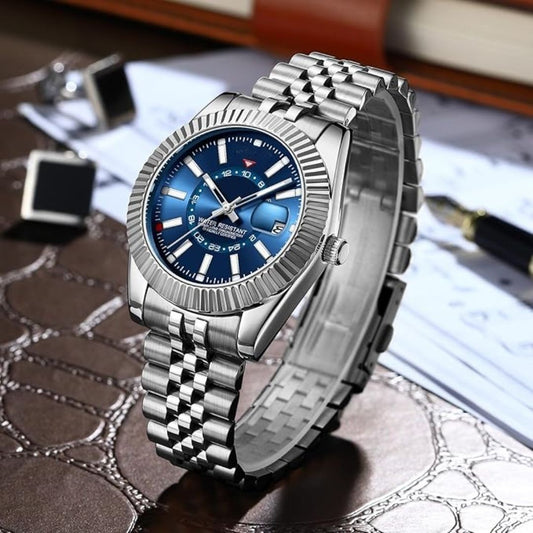 Blue Dial Watch with Jubilee Band