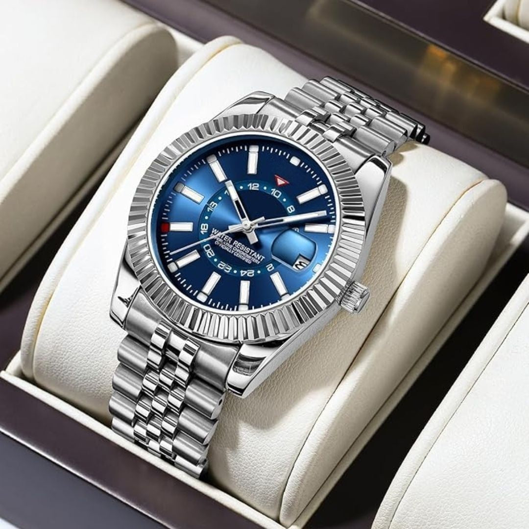 Blue Dial Watch with Jubilee Band
